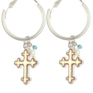 Cross charm earrings